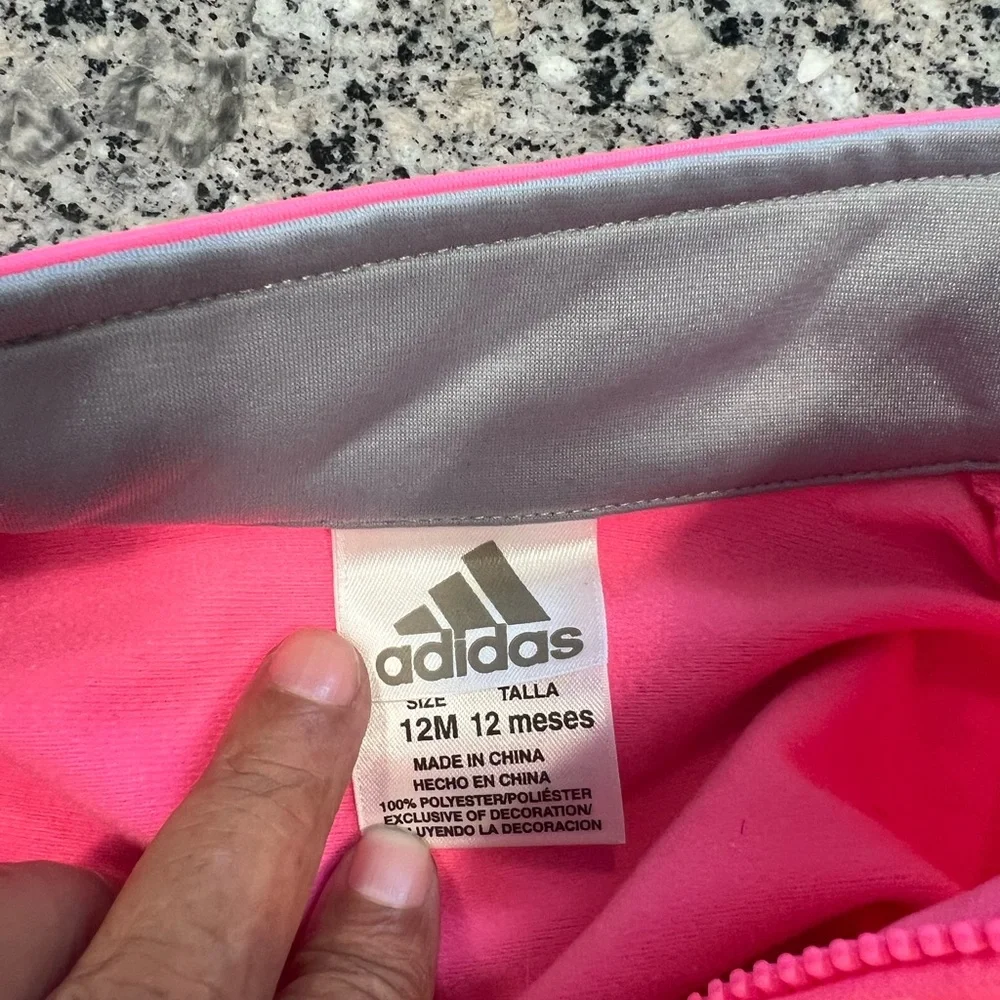Adidas Neon Pink Jacket with Gray Details